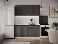 Кухня "Мемфис" МДФ Графит Софт 1.6м. в Луганске Кухня "Мемфис" МДФ Графит Софт 1.6м. в Луганске